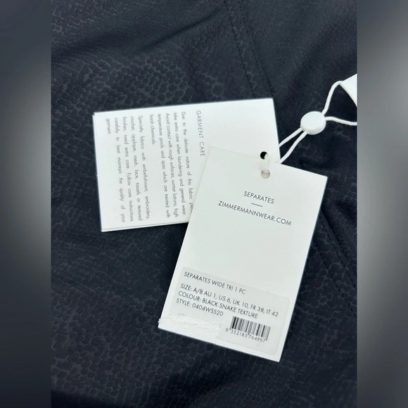 NWT Zimmermann Swim Snake animal print one piece swimsuit Black AU 1 US 4-6 - Picture 5 of 8